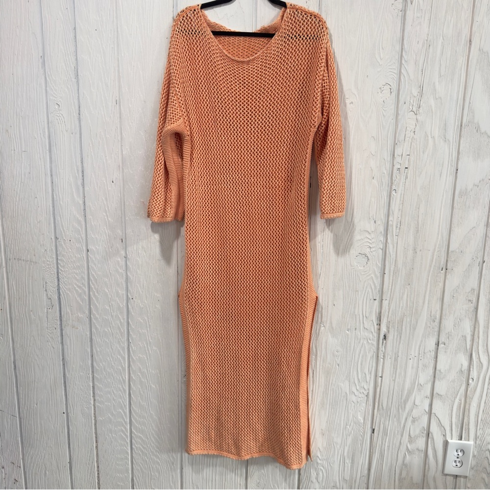 Young Fabulous & Broke Peach Open-Weave Maxi Dress